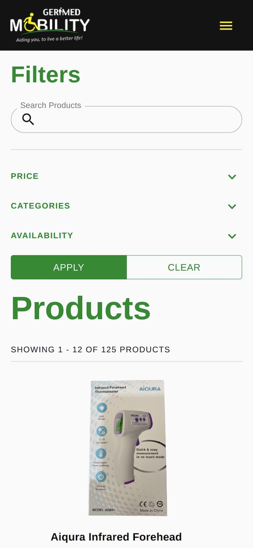 Shop page mobile showcase